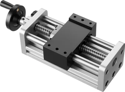 Obrázok produktu pre Lineárny vozík – CNC dvojitá os – zdvih 100 mm – guľôčkový prevod C7 – vodiaci vozík s guľôčkovými ložiskami – ručné otočné koliesko – pre CNC frézu/os XYZ