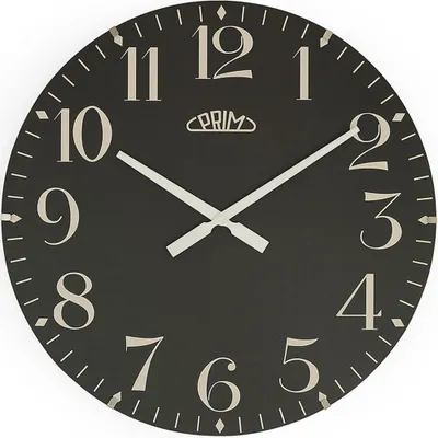 Produktbild von PRIM Character Wanduhr Holz lautlos arabische Ziffern Schwarz 50 cm