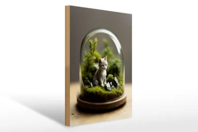 Produktbild von Holzschild 20x30cm Katzenglas Statue 2
