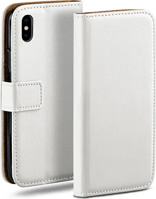 Produktbild von moex® Book Case kompatibel mit Apple iPhone XS Max - Hülle 360 Grad klappbar, Weiß