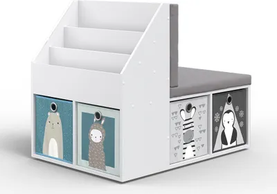 Produktbild von Kinderregal Vicco Onix Grau 97.1 x 78.4 cm mit 6 Faltboxen grau, Model 32872