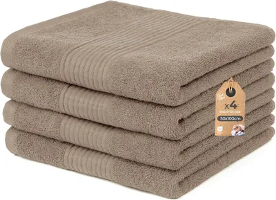 Obrázok produktu pre Cloud Pillow, sada 4 uterákov, 50 x 100 cm, 100 % bavlna, froté s gramážou 500 g/m², mäkké, vysoko savé, certifikát Oeko-TEX, ideálne do kúpeľne, pre hostí a do wellness (hnedé)