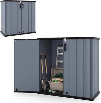Imagen del producto de Armario de jardín resistente a la intemperie, para uso en exteriores, de 120 x 65 x 117 cm (gris)