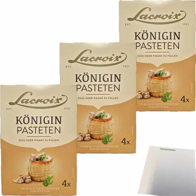 Produktbild von Lacroix 4 Königin Pasteten 3er Pack (3x100g Packung) + usy Block