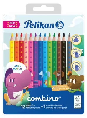 Image de Pelikan 811200 Pelikan Dreikant-Buntstifte-Set combino, 12er Metalletui
