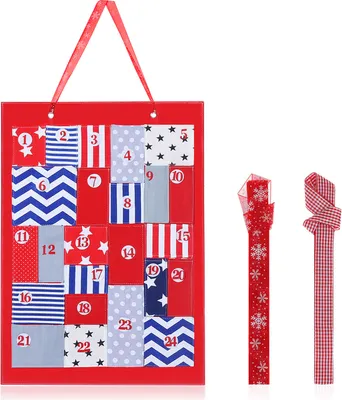 Produktbild von Weihnachtswandkalender Rot – Festlicher Adventskalender zum Befüllen | Dekorativer Wandkalender für die Vorweihnachtszeit