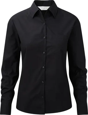 Image de Jerzees Chemise en coton pour femme / Blouse / Blouse de travail, manches longues BC2734 (Medium) (Noir)