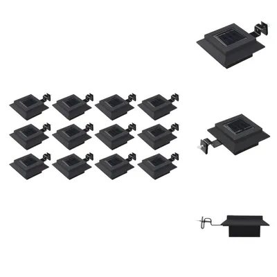 Image de vidaXL Lampes solaires d'extérieur 12 pcs. LED Rectangulaire 12 cm Noir - Éclairage extérieur