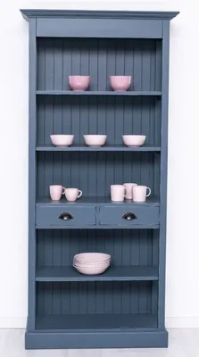 Produktbild von Casa Padrino Landhausstil Shabby Chic Schrank Antik Blau 91 x 39 x H. 197 cm - Landhausstil Esszimmer Schrank - Massivholz Möbel - Landhausstil Shabby Chic Möbel