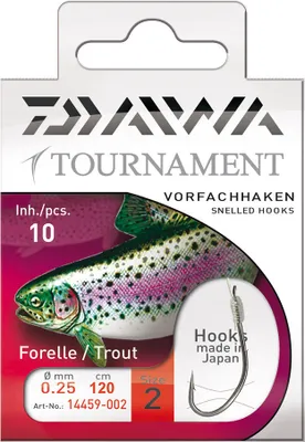 Produktbild von DAIWA Tournament, Forellenhaken, Größe: 8, Vorfachlänge: 60 cm, 14459-008