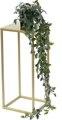 Obrázok produktu pre DanDiBo Kvetinová stolička kovová zlatá hranatá S 42 cm Kvetinový stojan stolík 96406 Kvetinový stĺp Moderný stojan na rastliny Stolička na rastliny
