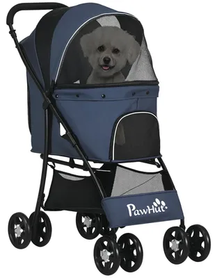 Produktbild von Hundewagen. klappbar. 1 Korb. 1 Kissen. 1 Seitentasche. 81 cm x 48 cm x 99 cm. Grau