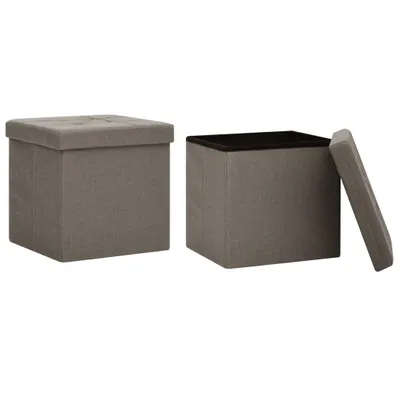 Produktbild von vidaXL Hocker mit Stauraum 2 Stk. Taupe Leinenoptik