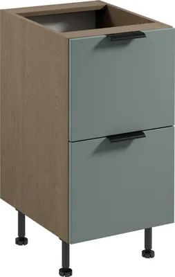 Produktbild von Küchenunterschrank 45 cm mit Schubladen ohne Arbeitsplatte,  Sorento D45S2 AX, Grün/Eiche
