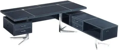 Produktbild von Moderner Eckschreibtisch aus MDF und Edelstahl in Grau