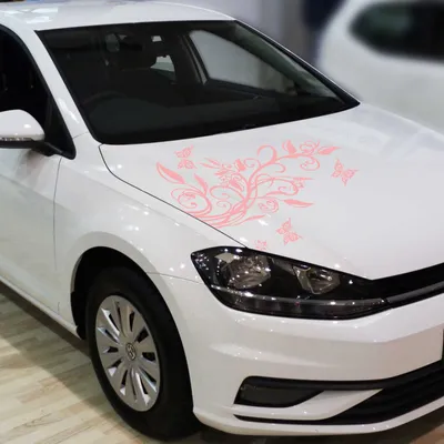 Produktbild von Aufkleber - Blumenranke Autoaufkleber + 3 Schmetterlinge 77cm x 50cm hellrosa - Tuning Carystyling Heckscheibe Auto