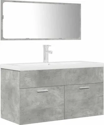 Immagine prodotto di Set Mobili da Bagno 3 pz Grigio Cemento in Legno Multistrato