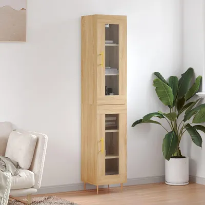 Produktbild von vidaXL Highboard Sonoma-Eiche 34,5x34x180 cm Holzwerkstoff