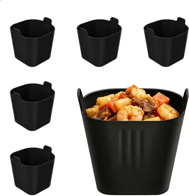 Produktbild von Silikon Muffinform für die Heißluftfritteuse, quadratisch, antihaftbeschichtet, spülmaschinenfest, 6 Stück in Schwarz