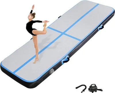 Produktbild von Famanu Gymnastikmat 10 cm Dick - Aufblasbare Trainingsmatte mit Pumpe für Turnen, Fitness und Yoga