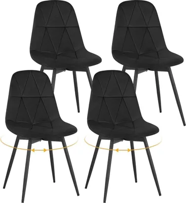 Produktbild von Esszimmerstühle drehbar 4er Set, Drehstuhl Küchenstuhl Polsterstuhl, Ergonomisches Design : Schwarz Farbe: Schwarz