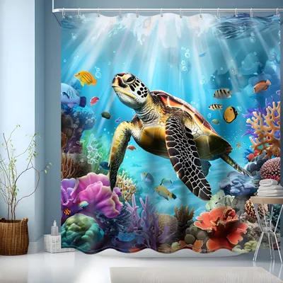 Image de Rideau de douche bleu 180 x 200 cm, rideau de douche lavable, rideau de douche lesté, tissu en polyester, rideau de salle de bain lavable avec 12 crochets