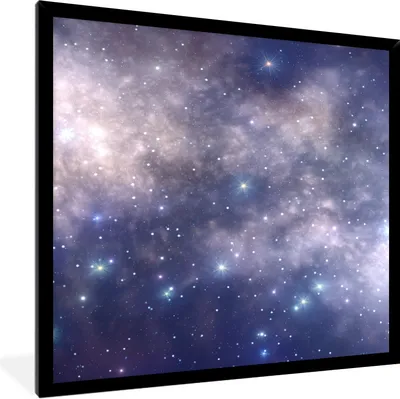 Produktbild von MuchoWow® Gerahmtes Poster Eine Illustration von Tausenden von Sternen in der Milchstraße 40x40 cm - Poster mit Schwarzem Bilderrahmen Wandposter Rahmen Foto Bilder - Mit Rahmen - Wanddekoration Schlafzimmer
