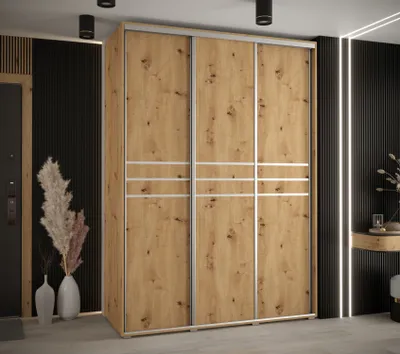Produktbild von Kleiderschrank ASIRI 10 - 180/60 cm, Artisan-Eiche / Silber