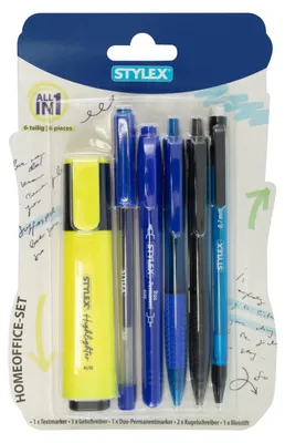 Produktbild von Home-Office-Set, 2 Kugelschreiber, Textmarker, Marker, Gelschreiber, Bleistift