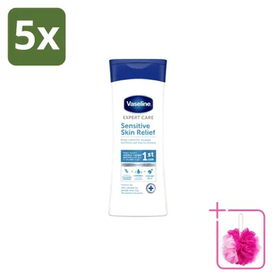 Zdjęcie produktu dla 5 x Balsam do ciała Vaseline Expert Care dla skóry wrażliwej - 400 ml - Zestaw ekonomiczny - 5 sztuk