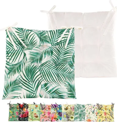 Produktbild von JACK Outdoor Motiv Stuhlkissen 38x38cm Lounge Kissen Auflage Wasserfest Sitzkissen Garten Lotus Effekt, Farbe:Palmenblätter