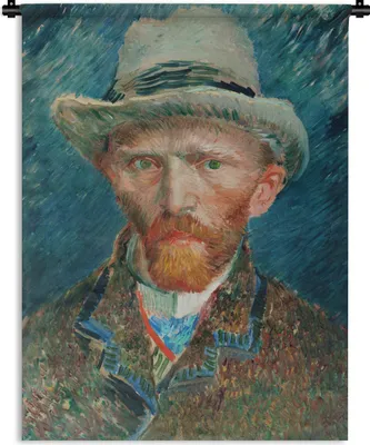 Produktbild von MuchoWow® Wandteppich Wandbehang Selbstporträt - Vincent van Gogh 60x80 cm Tapisserie Dekoration Wandtuch - Decke - Wandtücher - Wohne