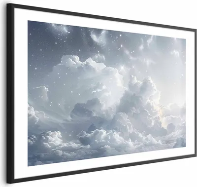 Produktbild von Posterpapier Poster - Astral Calm: Stars Scattered Over Delicate Clouds 30x21 cm Muster b-H-10060-ao-a
