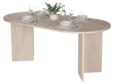 Produktbild von Dmora Fester Tisch Monterano 180x89,5x75h cm Weiß Marmor, 6 Plätze Oval