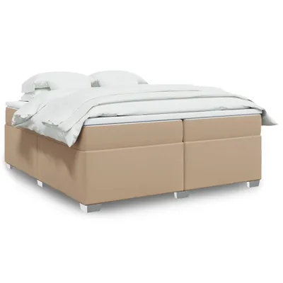 Immagine prodotto di Letto con boxspring e materasso, colore cappuccino, dimensioni 200x200 cm, rivestito in ecopelle
