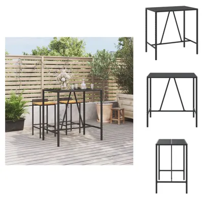 Produktbild von vidaXL Bartisch mit Glasplatte Schwarz 110x70x110 cm Poly Rattan - Gartentische
