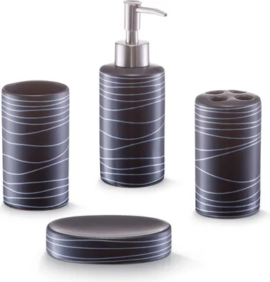 Produktbild von Zeller Bad-Accessoires-Set, 4-tlg., schwarz, Keramik