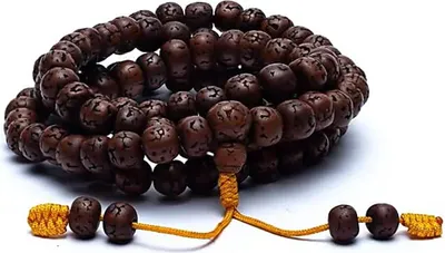 Obrázek produktu pro Mala Rudraksha 108 korálků leštěných - 1,0 cm