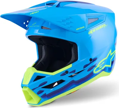 Image de Casque S-M3 FORCE, ALPINESTARS (bleu/jaune fluo, taille L)