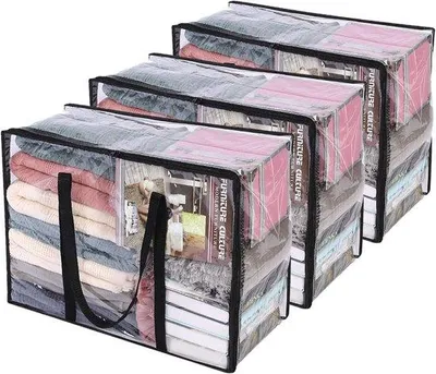 Produktbild von Famanu Aufbewahrungstasche für Kleidung - 3 Stück - 46x38x23 cm - stabil