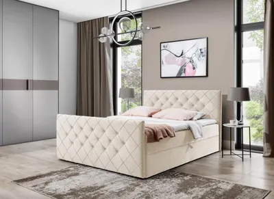 Obrázek produktu pro Boxspringová postel LENKA - 200x220, smetanová + topper