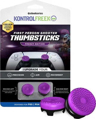 Produktbild von KontrolFreek FPS Performance Thumbsticks - Frenzy Edition (violett/schwarz, 2 Stück, für Playstation 5/4 Controller)