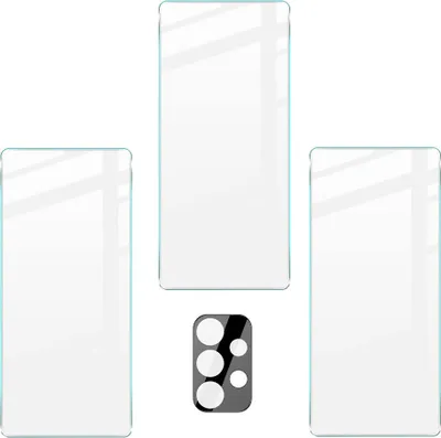 Produktbild von Bizon Glass Clear gehärtetes Glas - 3 Stück + Linse, Galaxy A53