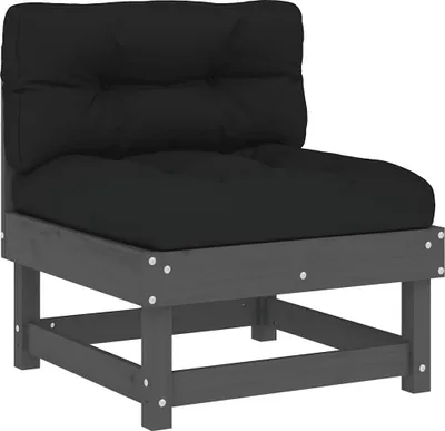 Produktbild von vidaXL Mittelsofa mit Kissen Grau Massivholz Kiefer
