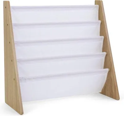 Image de Bibliothèque pour livres d'enfants - 4 étagères - Naturel/Blanc - Meubles pour chambre d'enfant