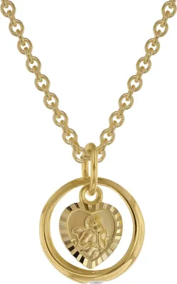 trendor 39455 Taufring mit Engelherz Gold 333 an goldplattierter Silberkette 1
