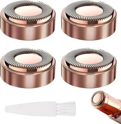 Produktbild von 4 Stück Gesichtshaarentferner Ersatzköpfe Kompatible mit Finishing Touch Flawless Generación 1 Elektrorasierer für Lippen Kinn Wangen 18-karätigen vergoldeten Scherkopf, für Gesichtshaarentfernung, Kosmetik, Heimschönheitspflege