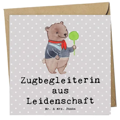 Produktbild von Mr. & Mrs. Panda Grußkarte Zugbegleiterin Leidenschaft - Grau Pastell - Geschenk, doppelkarte, anlasskarte, Klappkarte, faltkarte, Glückwunschkarte