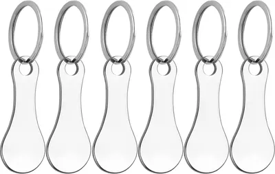Produktbild von 6 Stück Schlüsselanhänger Einkaufschip, Shopping Trolley Token, Stainless Steel Trolley Token, Removable with Key Ring for Shopping Trolley