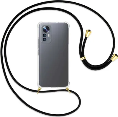 Produktbild von Handykette Backcover-Schutzhülle mit Band (Metall goldfarben) für Xiaomi 12 Lite - schwarz